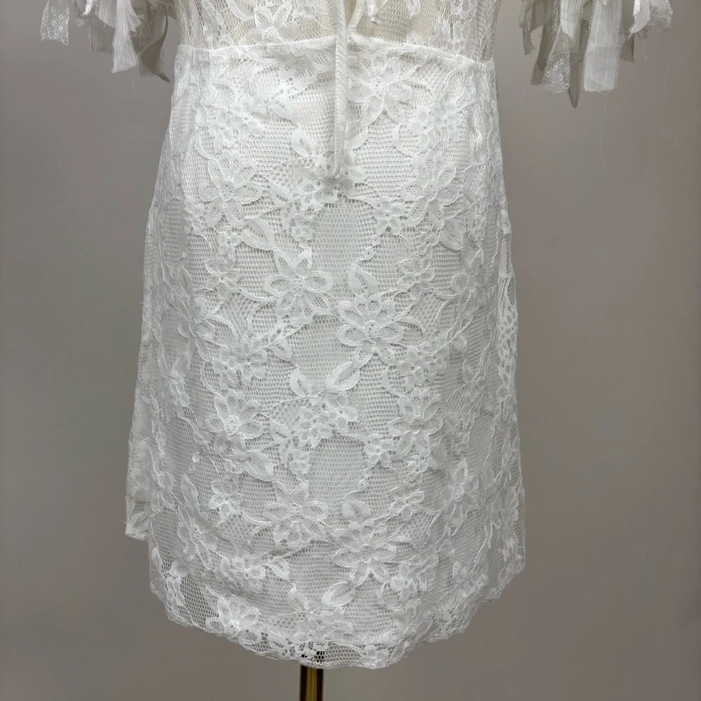 Free People Songbird Mini Dress Lace Frilled White M